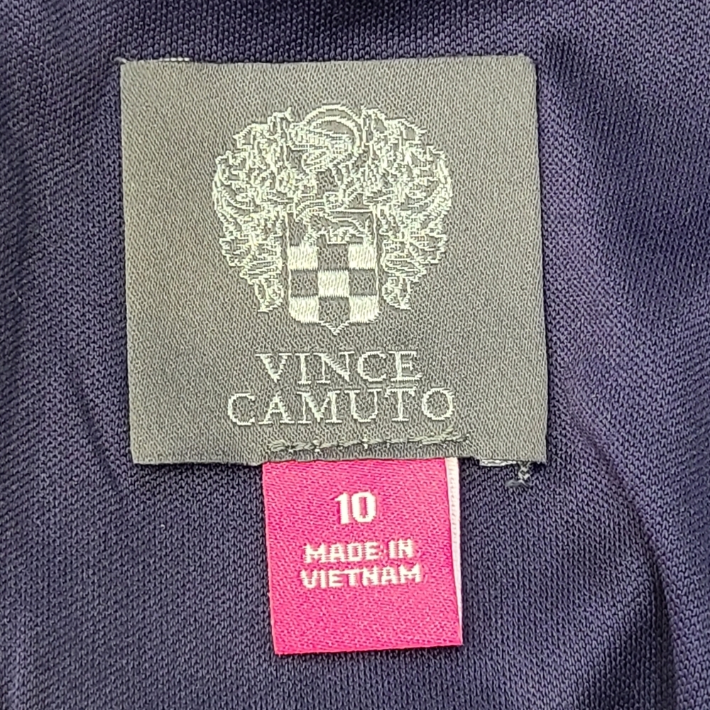 Vince Camuto Navy Blue and Pink Floral Print Bell Sleeve Spring Summer Dress 10 - Picture 10 of 15